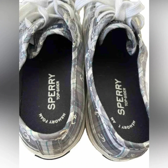 Sperry Sneaker Top-Sider Pier View Women’s Size 7 Anchor Gray Plaid Nautical - Picture 3 of 7